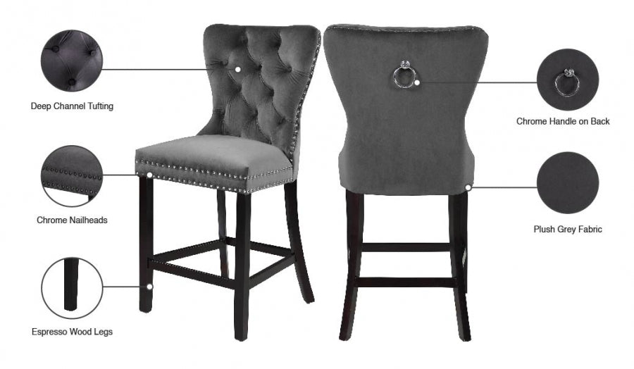 Tabouret de comptoir en velours Nikki