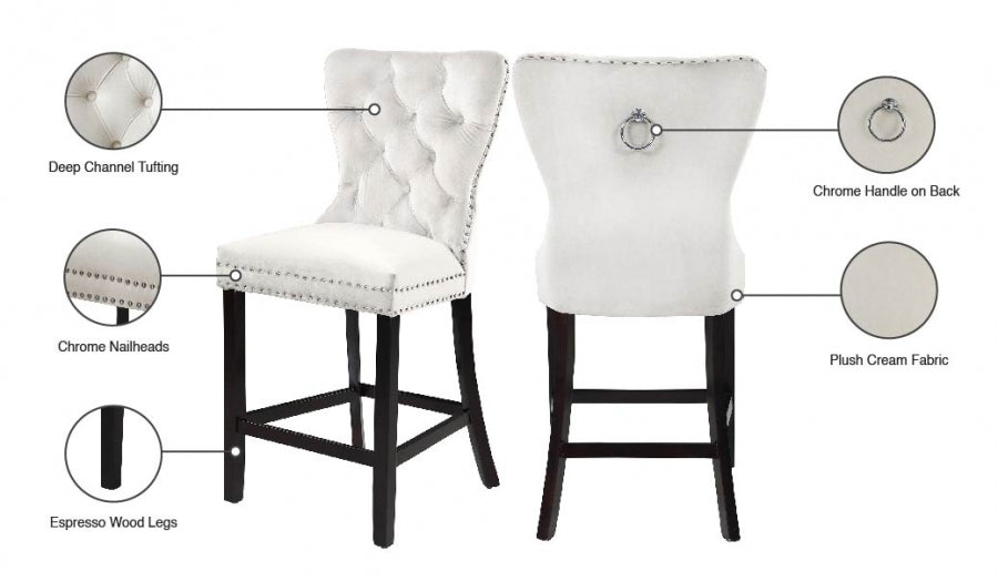 Tabouret de comptoir en velours Nikki
