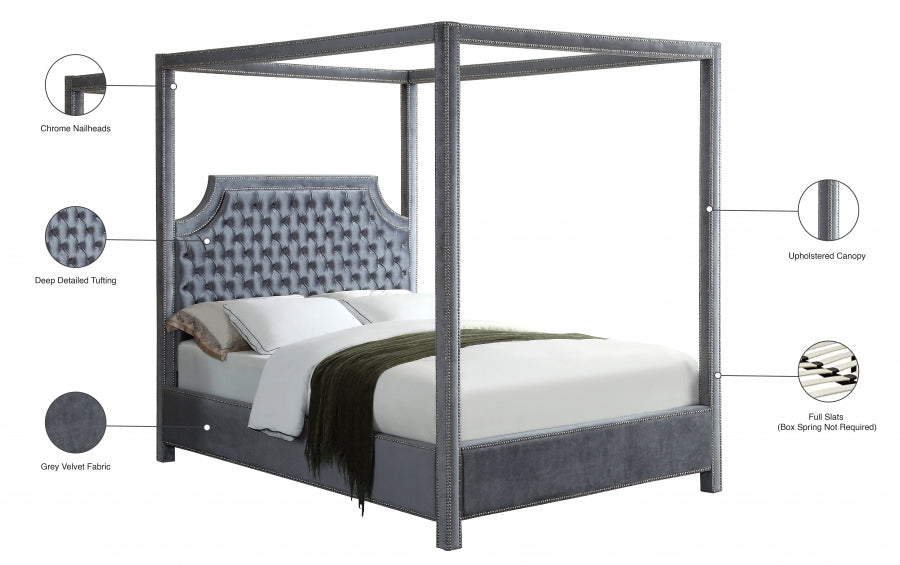 Lit en velours Rowan