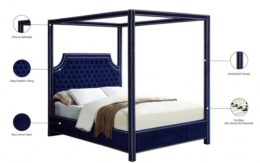 Lit en velours Rowan