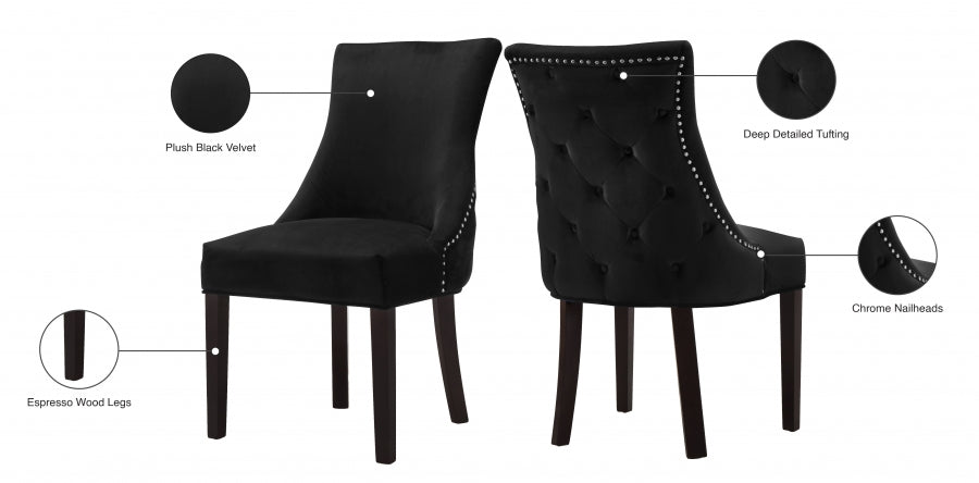 Chaise de salle à manger en velours Hannah