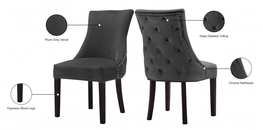 Chaise de salle à manger en velours Hannah