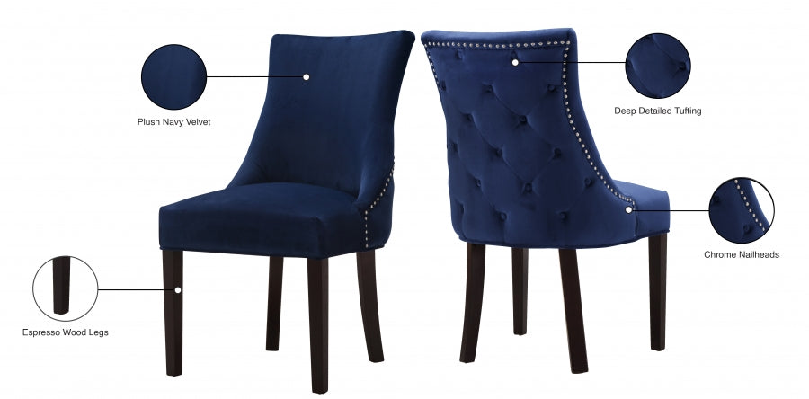 Chaise de salle à manger en velours Hannah