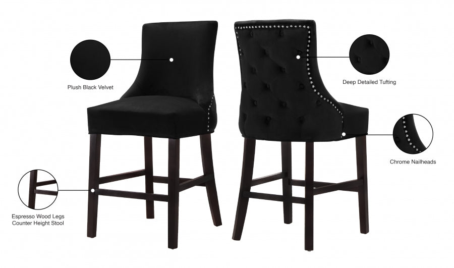 Tabouret de comptoir en velours Hannah