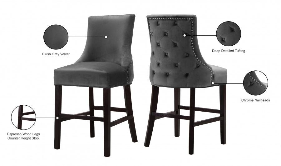Tabouret de comptoir en velours Hannah