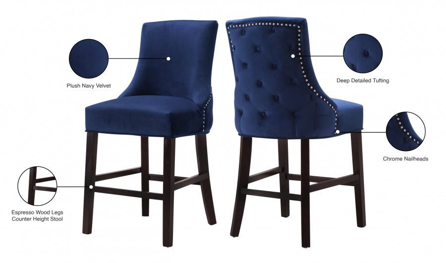 Tabouret de comptoir en velours Hannah