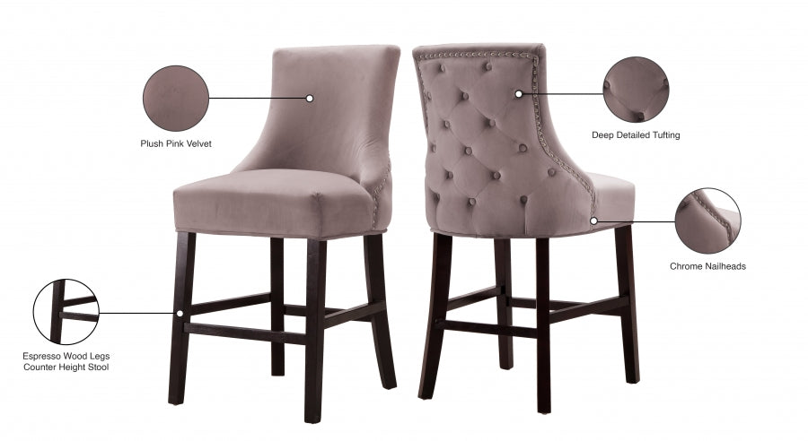 Tabouret de comptoir en velours Hannah