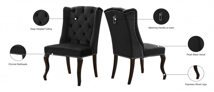 Chaise de salle à manger en velours Suri