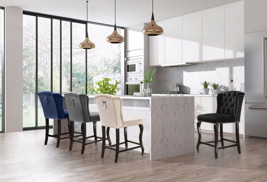 Tabouret de comptoir en velours Suri