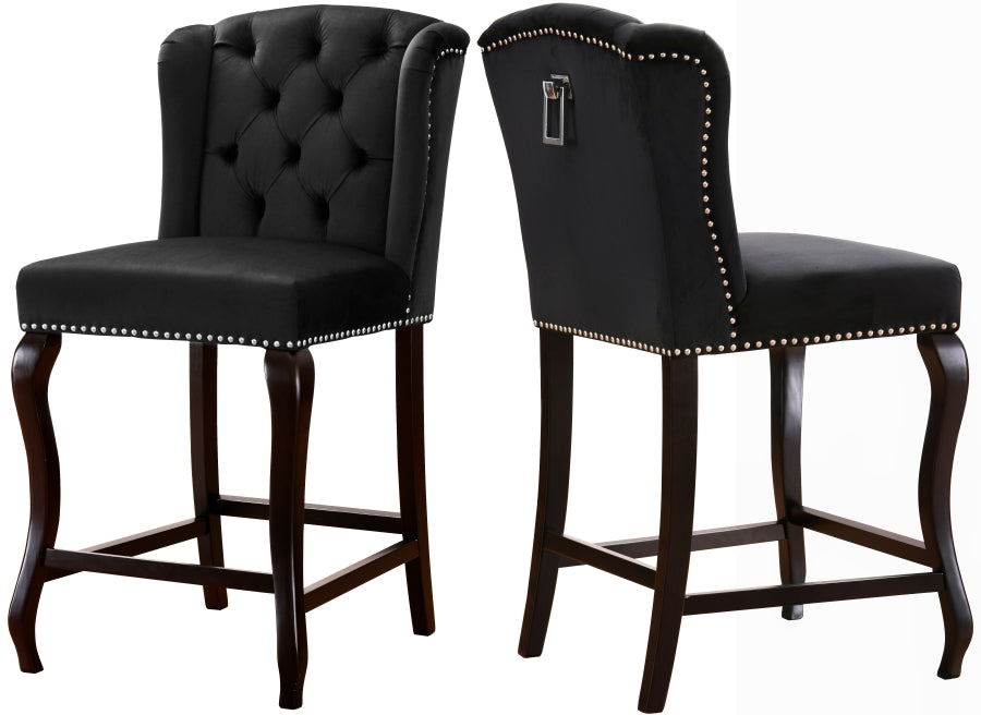 Tabouret de comptoir en velours Suri