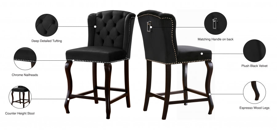 Tabouret de comptoir en velours Suri