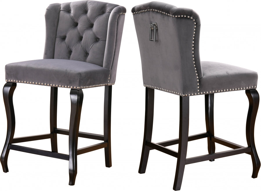 Tabouret de comptoir en velours Suri