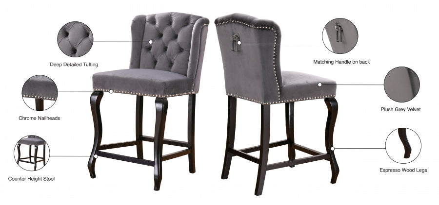 Tabouret de comptoir en velours Suri