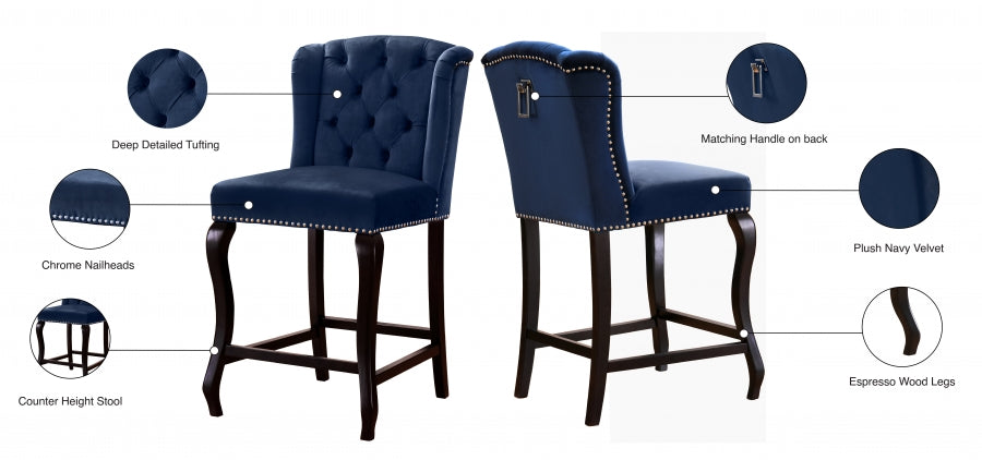 Tabouret de comptoir en velours Suri