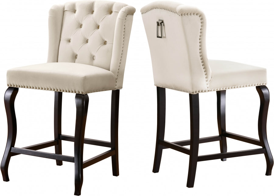 Tabouret de comptoir en velours Suri