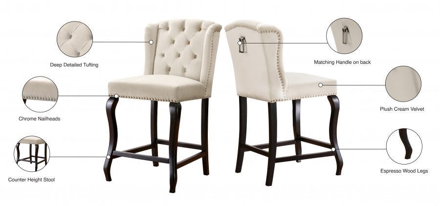 Tabouret de comptoir en velours Suri