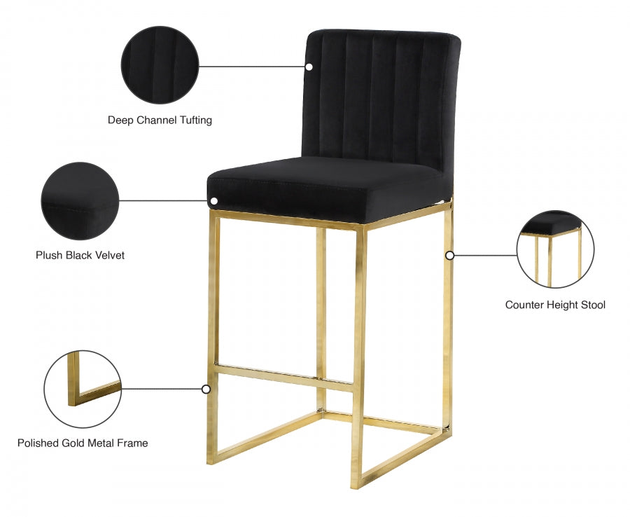 Tabouret de comptoir en velours Giselle