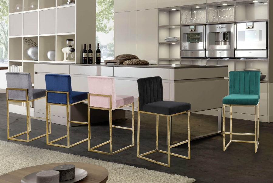 Tabouret de comptoir en velours Giselle