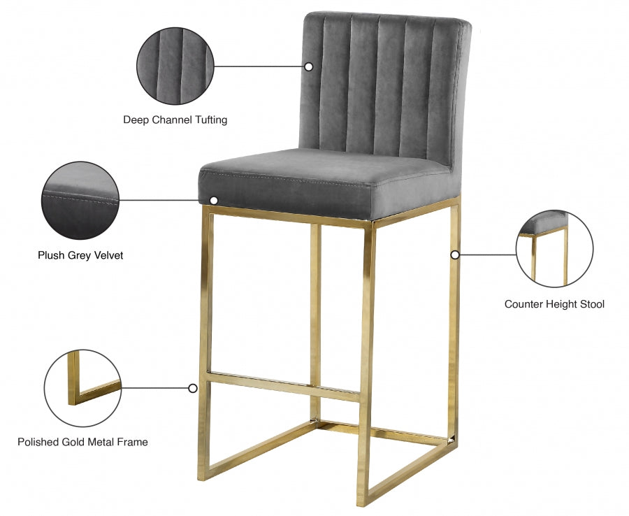 Tabouret de comptoir en velours Giselle