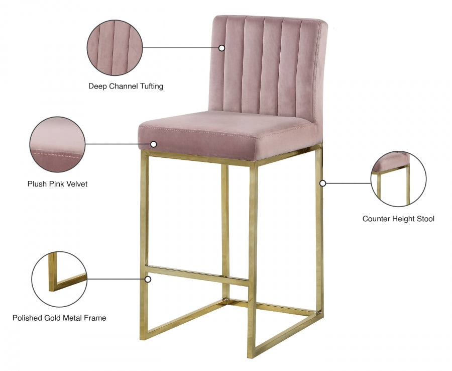 Tabouret de comptoir en velours Giselle