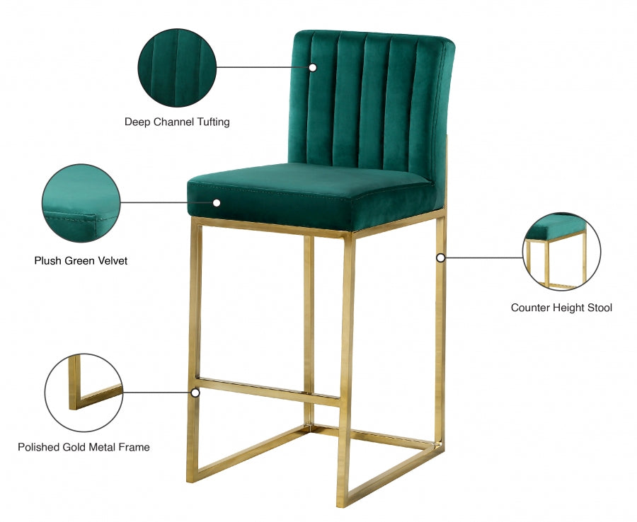 Tabouret de comptoir en velours Giselle
