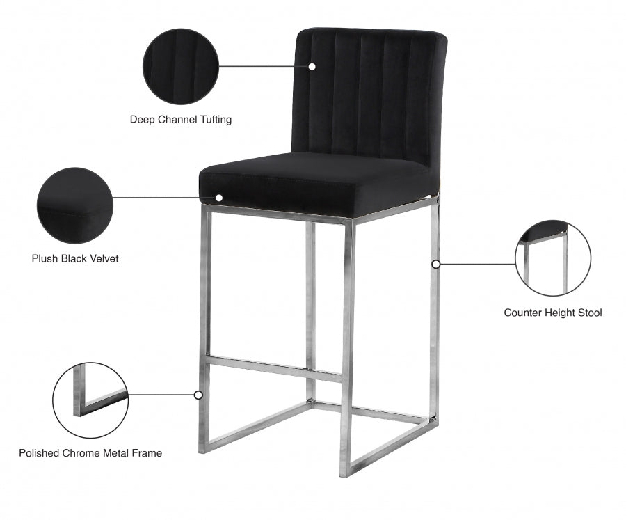 Tabouret de comptoir en velours Giselle
