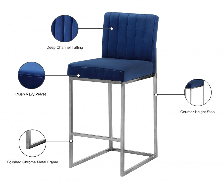 Tabouret de comptoir en velours Giselle