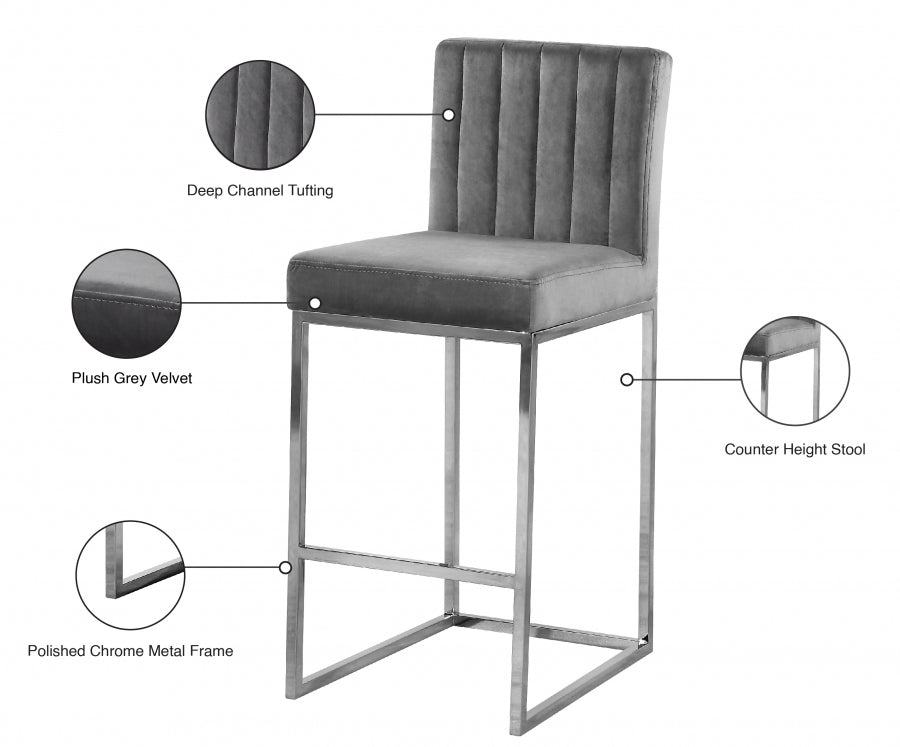 Tabouret de comptoir en velours Giselle