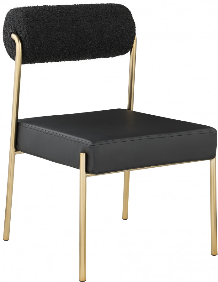 Chaise de salle à manger Carly en tissu bouclé