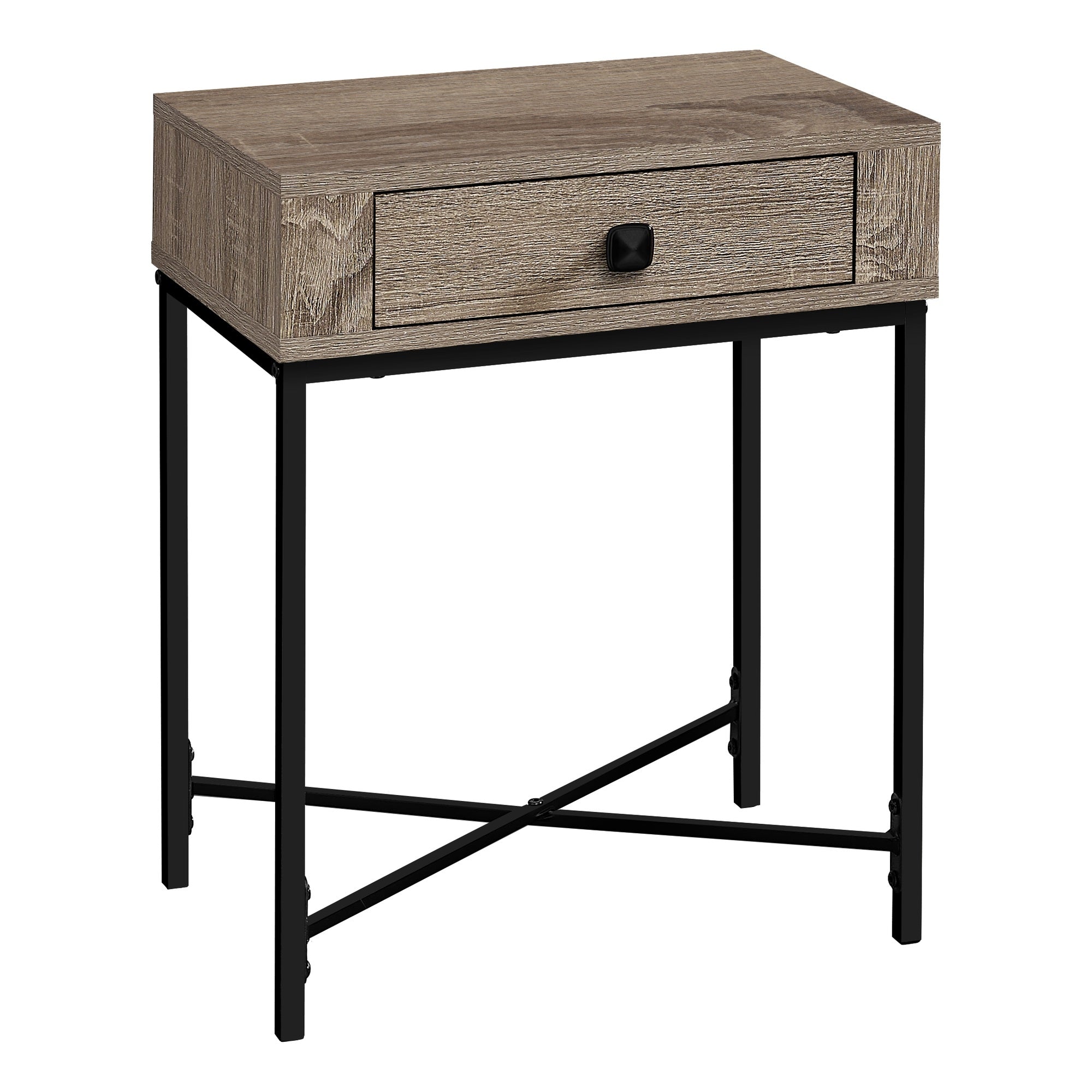 TABLE D'APPOINT - 22"H / TAUPE FONCE / METAL NOIR 