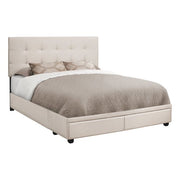 LIT - QUEEN / LIN BEIGE AVEC 2 TIROIRS DE RANGEMENT 