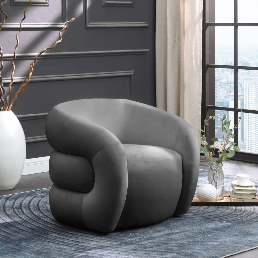 Chaise d'appoint en velours Roxbury