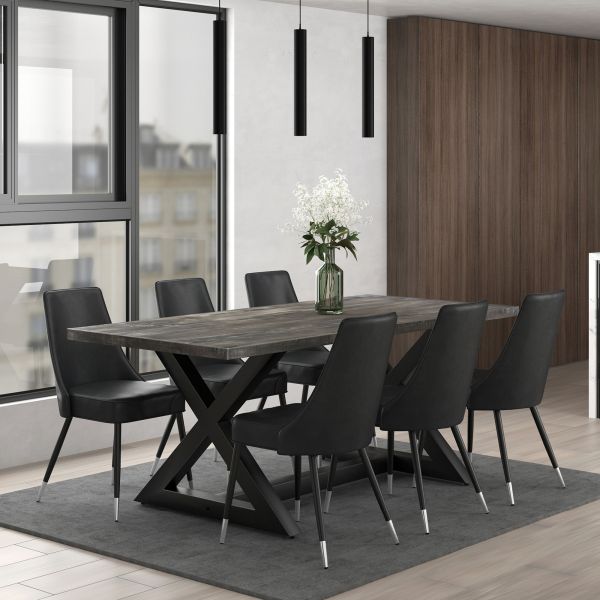 Table de salle à manger rectangulaire Zax en gris vieilli