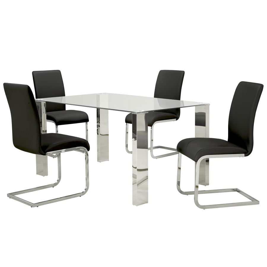 Table de salle à manger rectangulaire Frankfurt en acier inoxydable