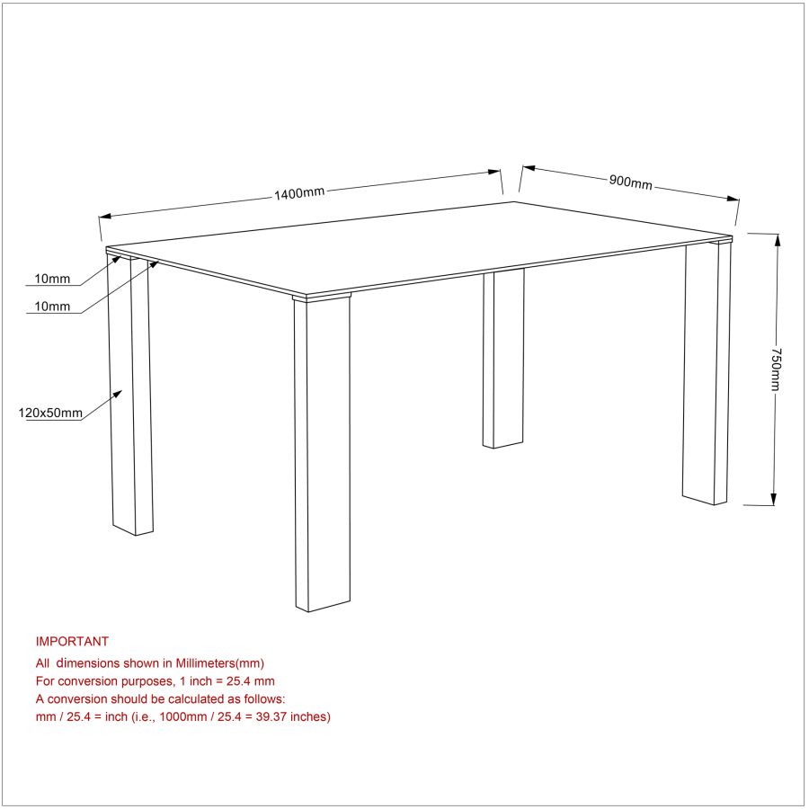 Table de salle à manger rectangulaire Frankfurt en acier inoxydable