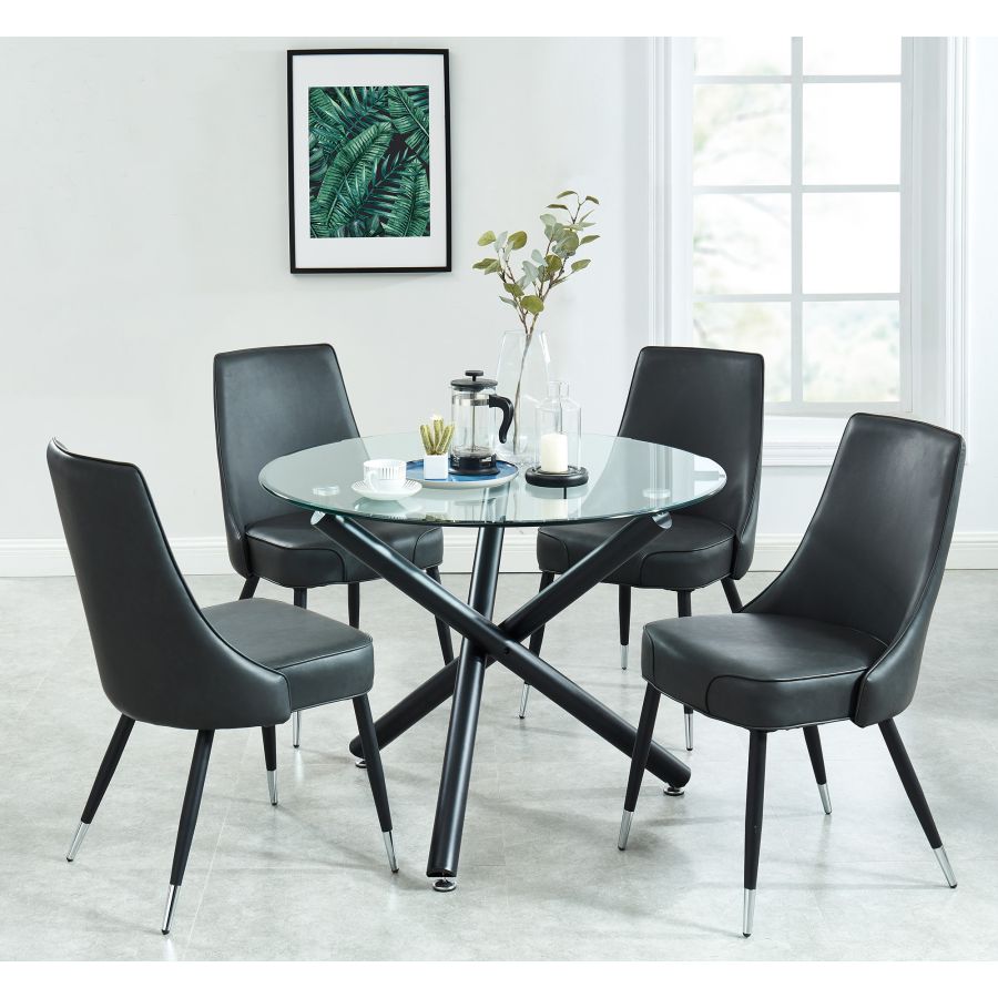 Table de salle à manger ronde Suzette en noir