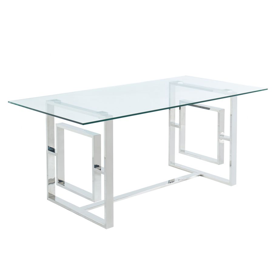 Table de salle à manger rectangulaire Eros en argent