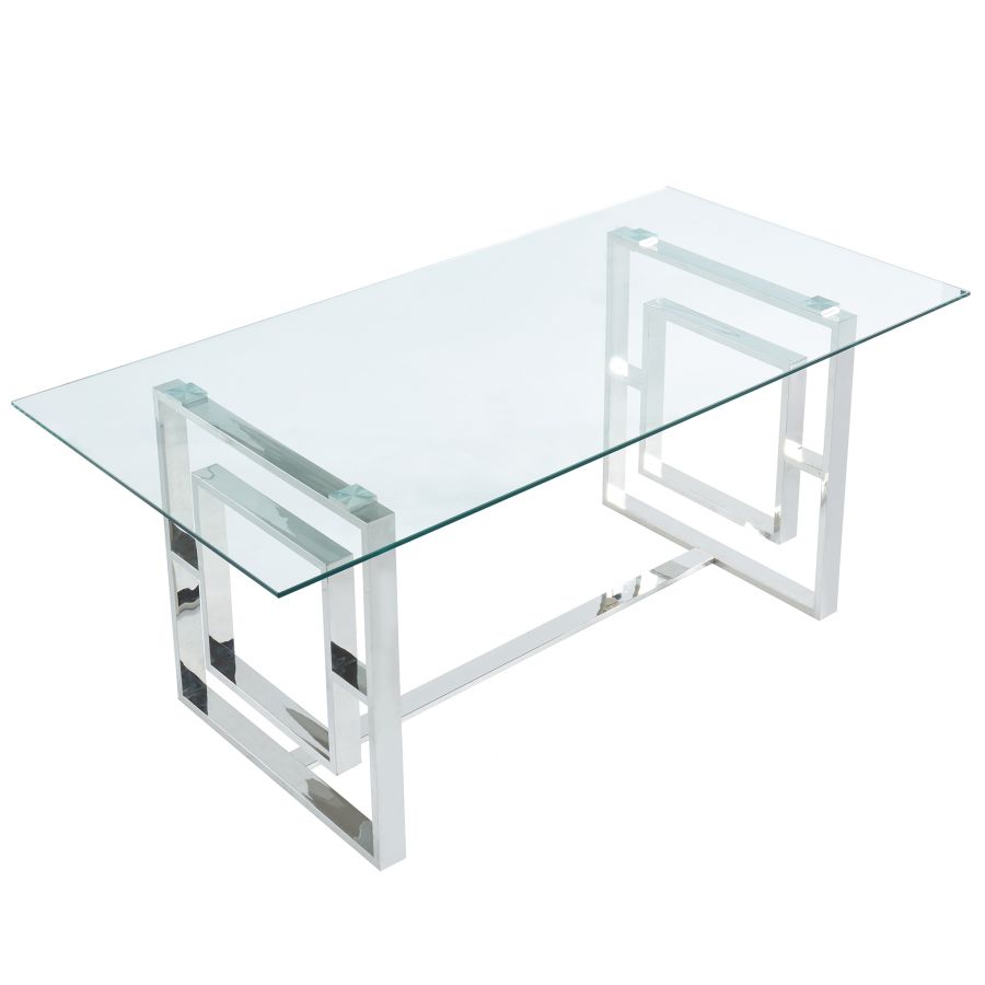 Table de salle à manger rectangulaire Eros en argent