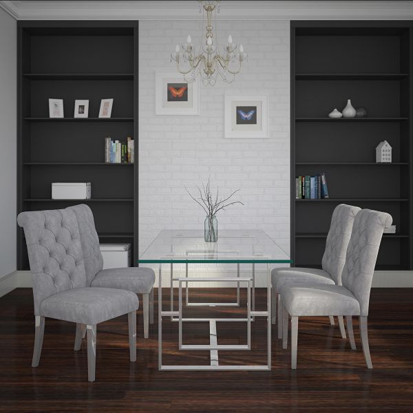Table de salle à manger rectangulaire Eros en argent