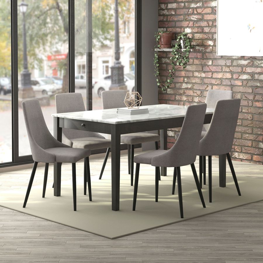 Table de salle à manger Pascal avec tiroirs en gris