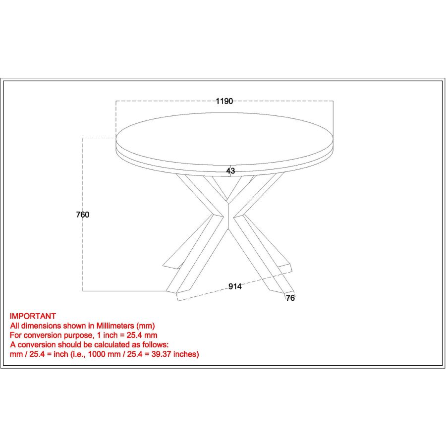 Table de salle à manger ronde Arhan en gris vieilli
