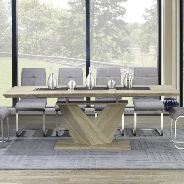 Table à manger Eclipse avec rallonge en chêne délavé