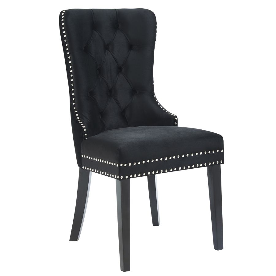 Chaise d'appoint Rizzo, lot de 2 en velours noir