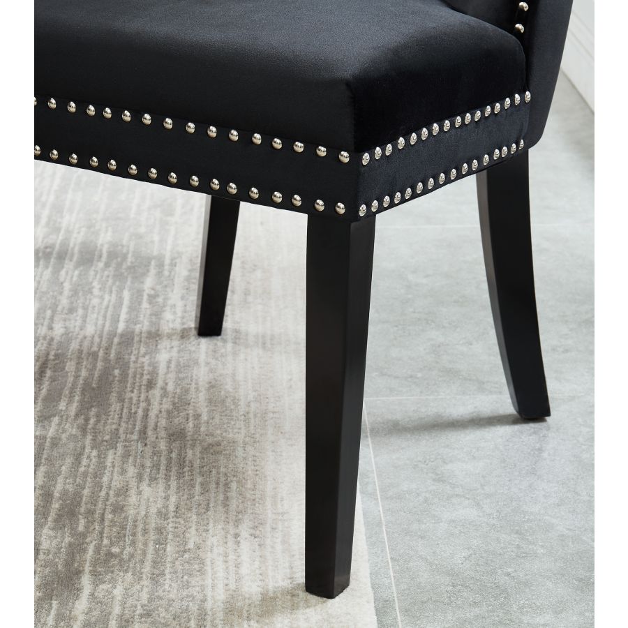 Chaise d'appoint Rizzo, lot de 2 en velours noir