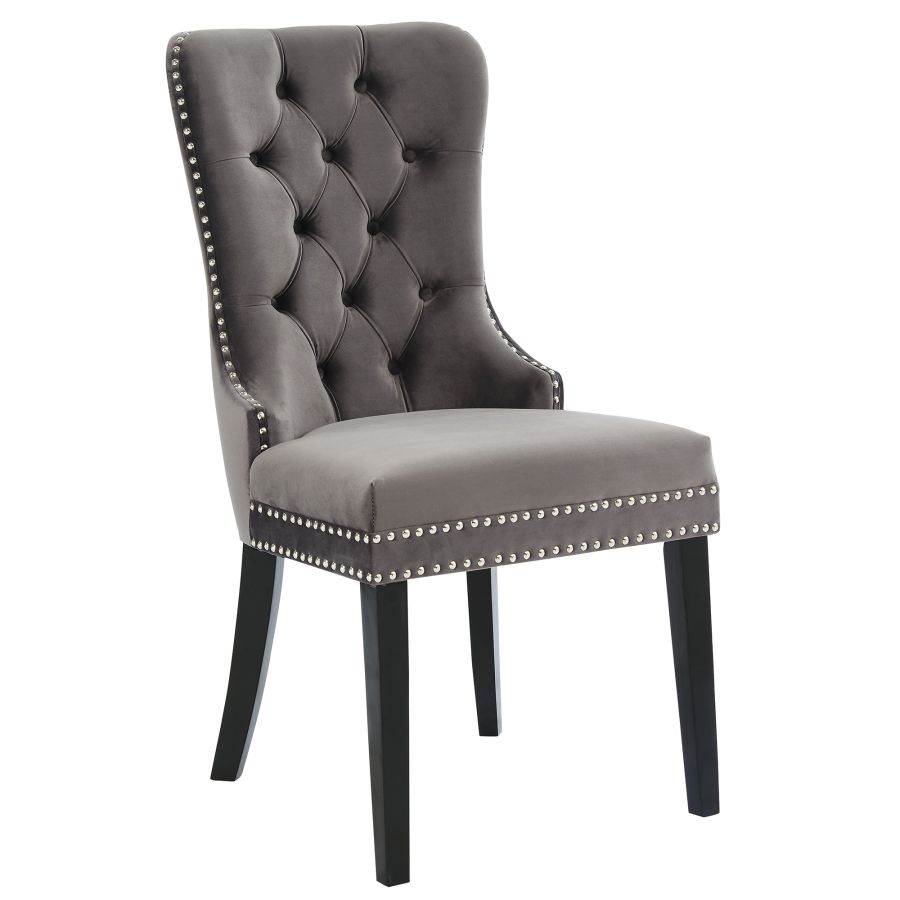 Chaise d'appoint Rizzo, lot de 2 en velours gris