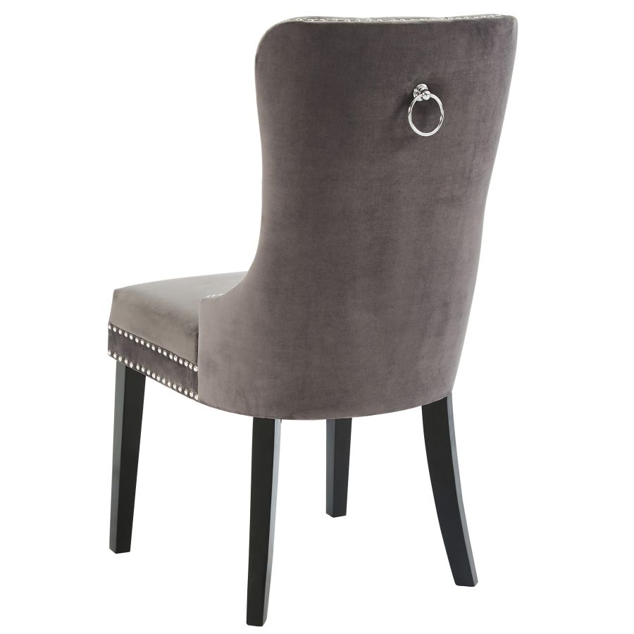 Chaise d'appoint Rizzo, lot de 2 en velours gris