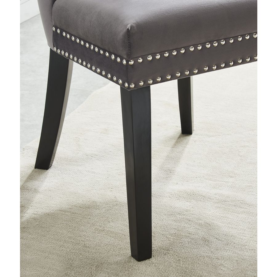 Chaise d'appoint Rizzo, lot de 2 en velours gris