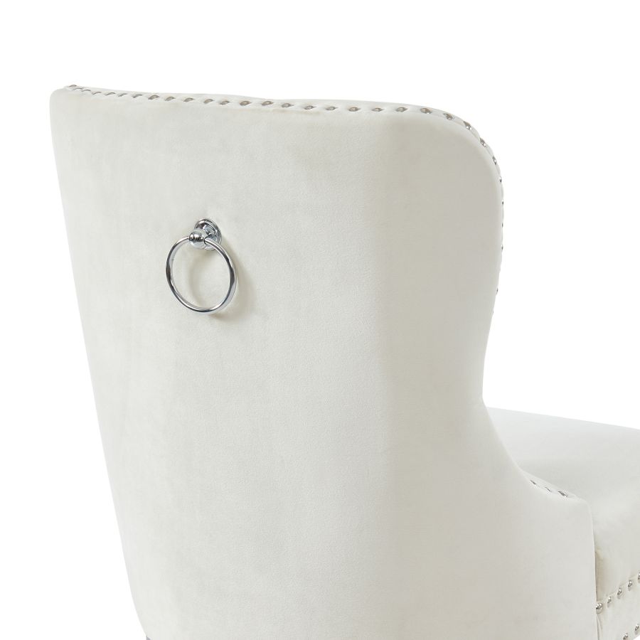 Chaise d'appoint Rizzo, lot de 2 en velours ivoire