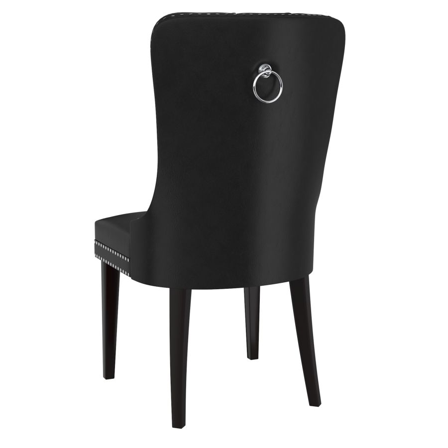 Chaise d'appoint Rizzo, ensemble de 2, en similicuir noir