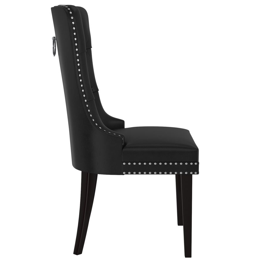 Chaise d'appoint Rizzo, ensemble de 2, en similicuir noir